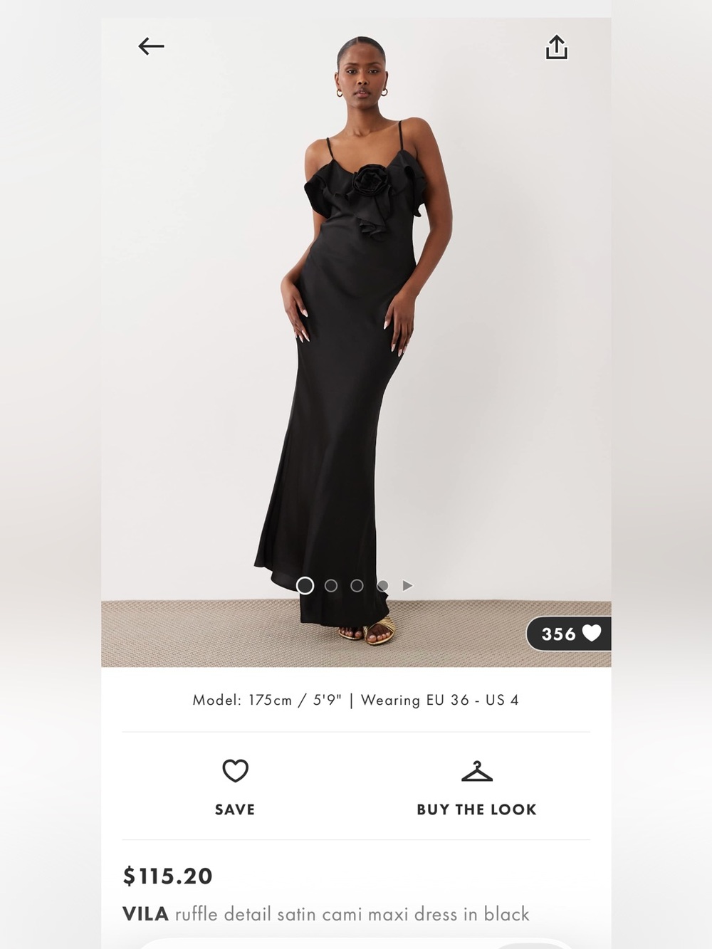 VILA Black Satin Ruffle Cami Maxi Dress